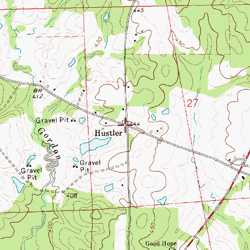 Topographic Map of Hustler, MS