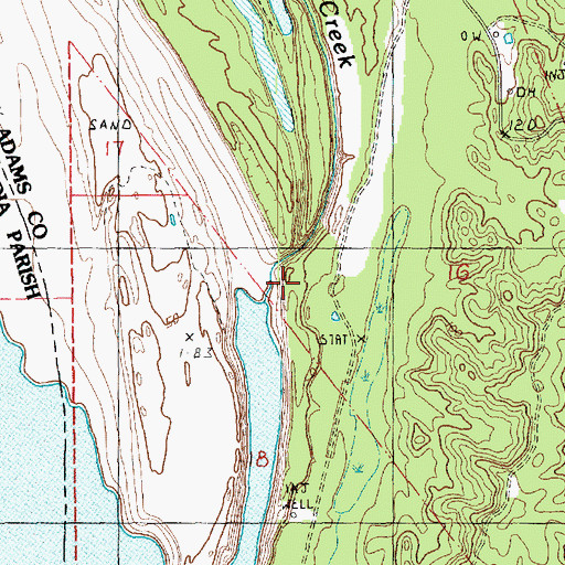 Topographic Map of Hutchins Landing, MS