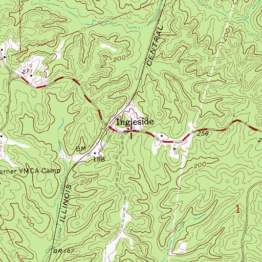 Topographic Map of Ingleside, MS