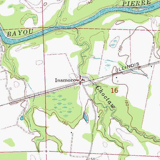 Topographic Map of Insmore, MS