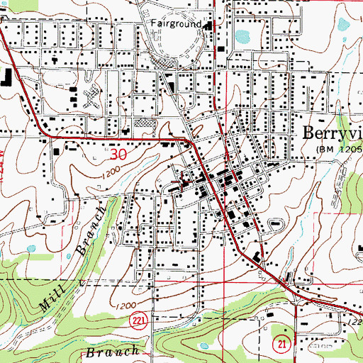 Topographic Map of Carroll County Courthouse, AR