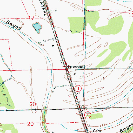 Topographic Map of Inwood, MS