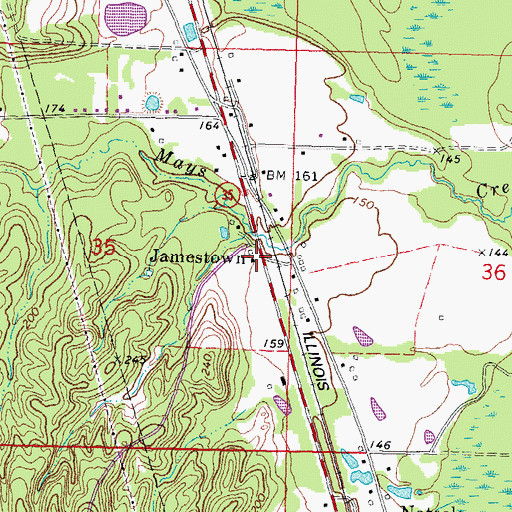 Topographic Map of Jamestown, MS