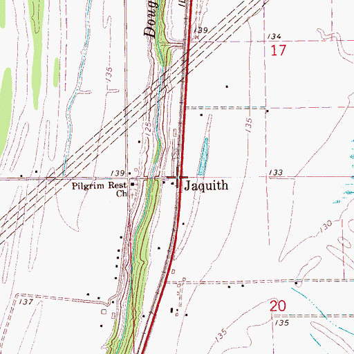 Topographic Map of Jaquith, MS