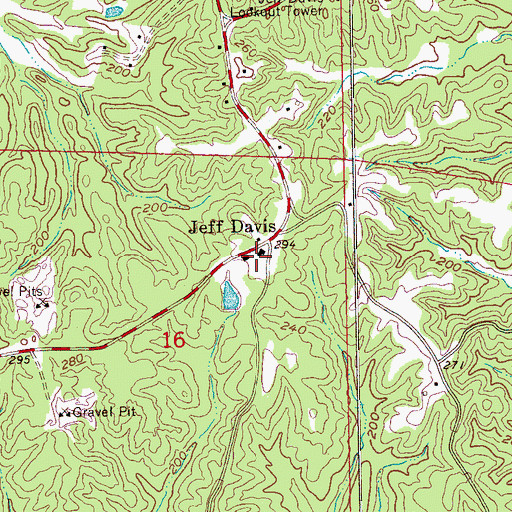 Topographic Map of Jeff Davis, MS