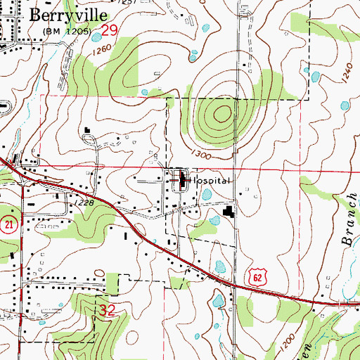 Topographic Map of Mercy Hospital Berryville, AR