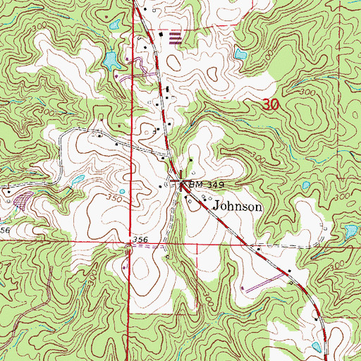 Topographic Map of Johnson, MS