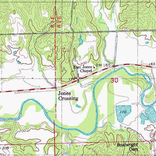 Topographic Map of Jones Crossing, MS