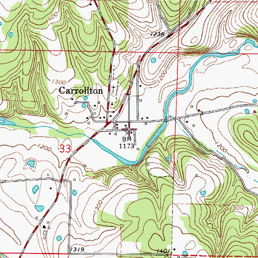 Topographic Map of Carrollton School (historical), AR