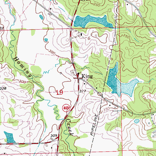 Topographic Map of King, MS