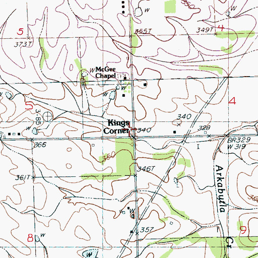 Topographic Map of Kings Corner, MS