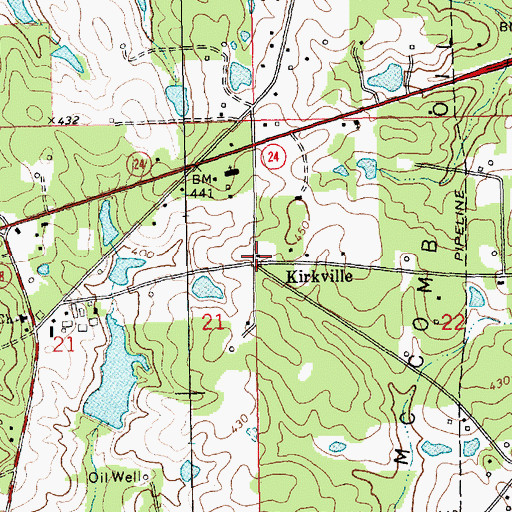 Topographic Map of Kirkville, MS