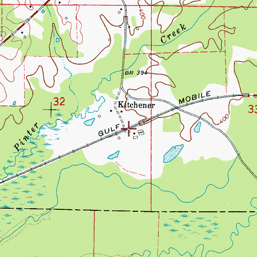 Topographic Map of Kitchener, MS