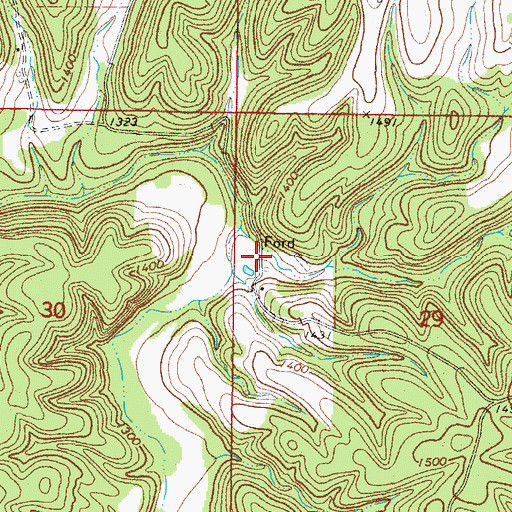 Topographic Map of Cave Spring, AR