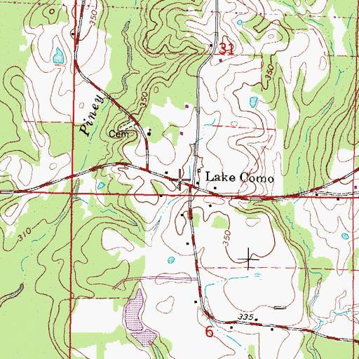 Topographic Map of Lake Como, MS