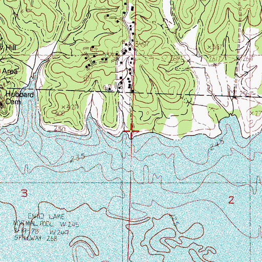 Topographic Map of Lakeside, MS