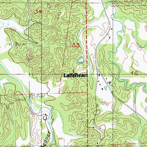 Topographic Map of Laneheart, MS