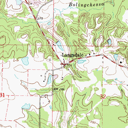 Topographic Map of Langsdale, MS