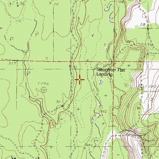Topographic Map of Slaughter Flat Landing, MS