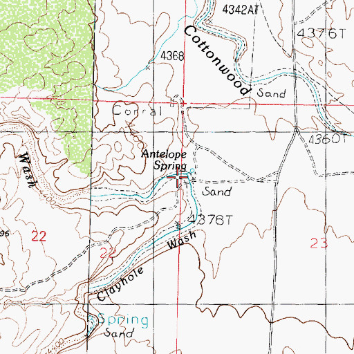 Topographic Map of Antelope Spring, AZ