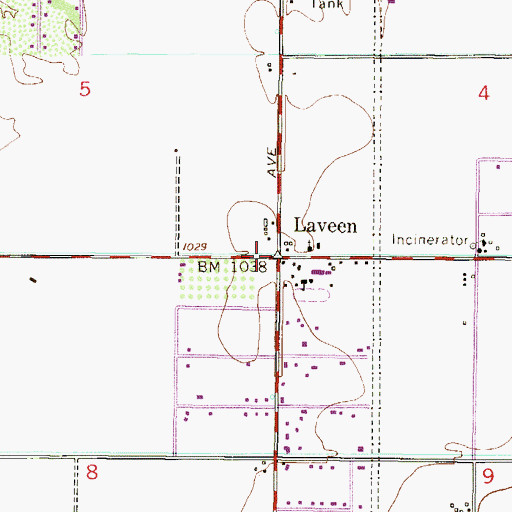 Topographic Map of Laveen, AZ