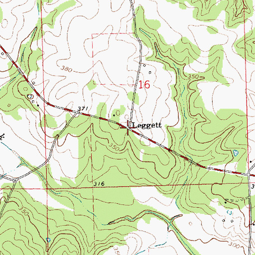 Topographic Map of Leggett, MS