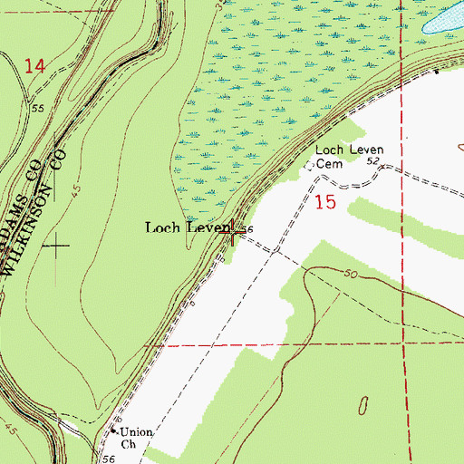 Topographic Map of Loch Leven, MS