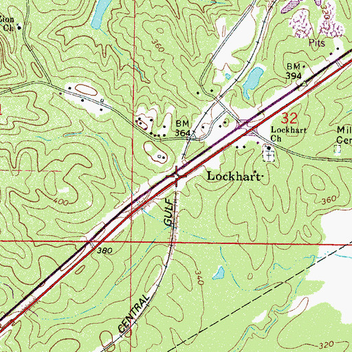 Topographic Map of Lockhart, MS
