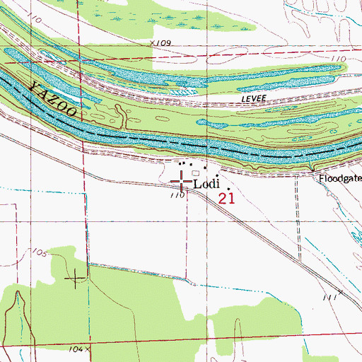 Topographic Map of Lodi, MS