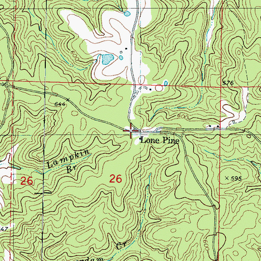 Topographic Map of Lone Pine, MS