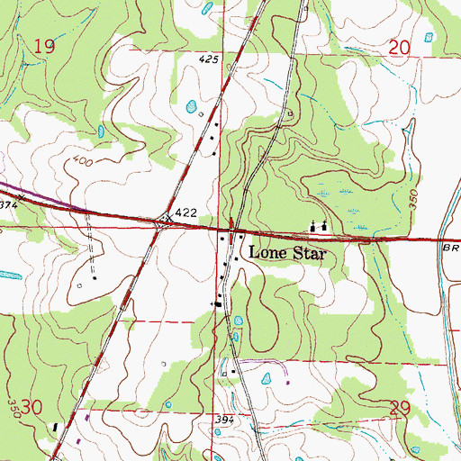 Topographic Map of Lone Star, MS