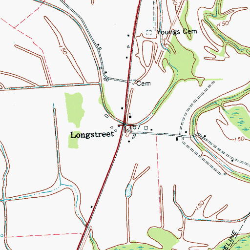 Topographic Map of Longstreet, MS