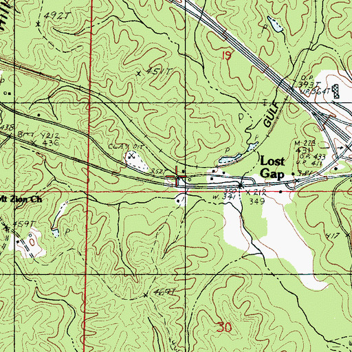 Topographic Map of Lost Gap, MS