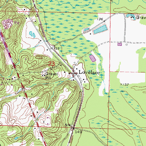 Topographic Map of Lovelace, MS