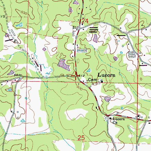 Topographic Map of Lucern, MS
