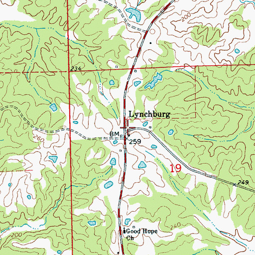 Topographic Map of Lynchburg, MS
