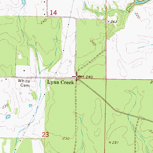 Topographic Map of Lynn Creek, MS