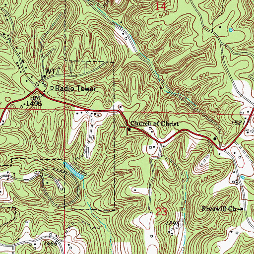 Topographic Map of Church of Christ, AR