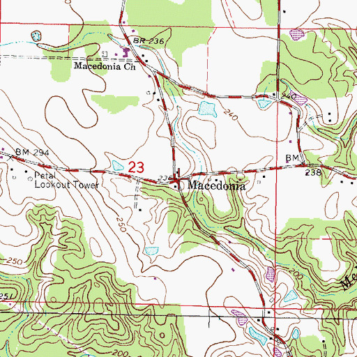 Topographic Map of Macedonia, MS