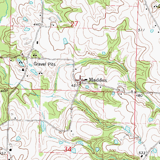 Topographic Map of Maddox, MS