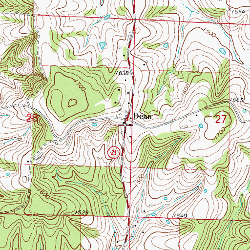 Topographic Map of Dean School (historical), AR