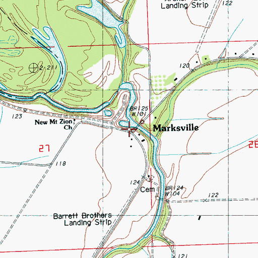 Topographic Map of Marksville, MS