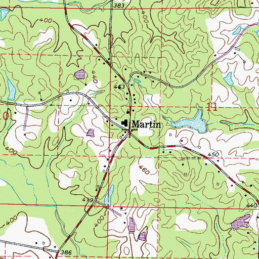 Topographic Map of Martin, MS