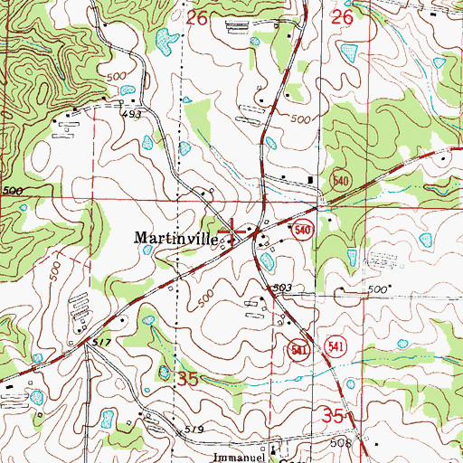 Topographic Map of Martinville, MS