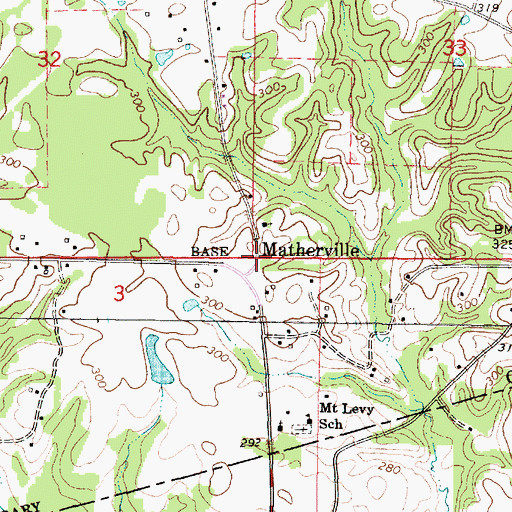 Topographic Map of Matherville, MS