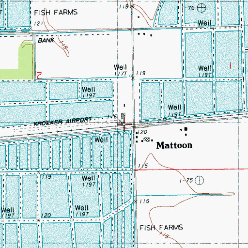 Topographic Map of Mattoon, MS