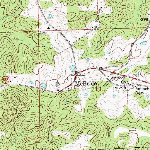 Topographic Map of McBride, MS