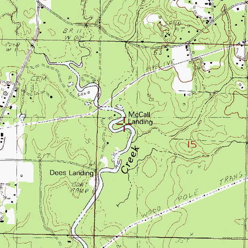 Topographic Map of McCall Landing, MS
