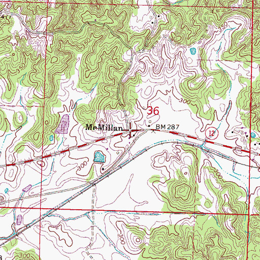 Topographic Map of McMillan, MS