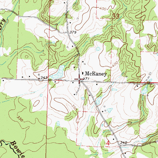 Topographic Map of McRaney, MS